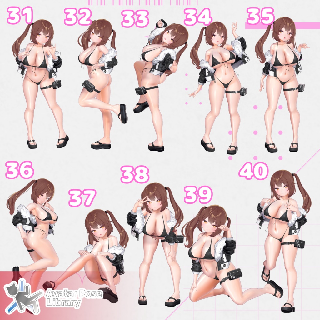 【11アバター対応】設定簡単♪ 撮影用ポーズ40種 "MH Pose Set 16"【APL対応】