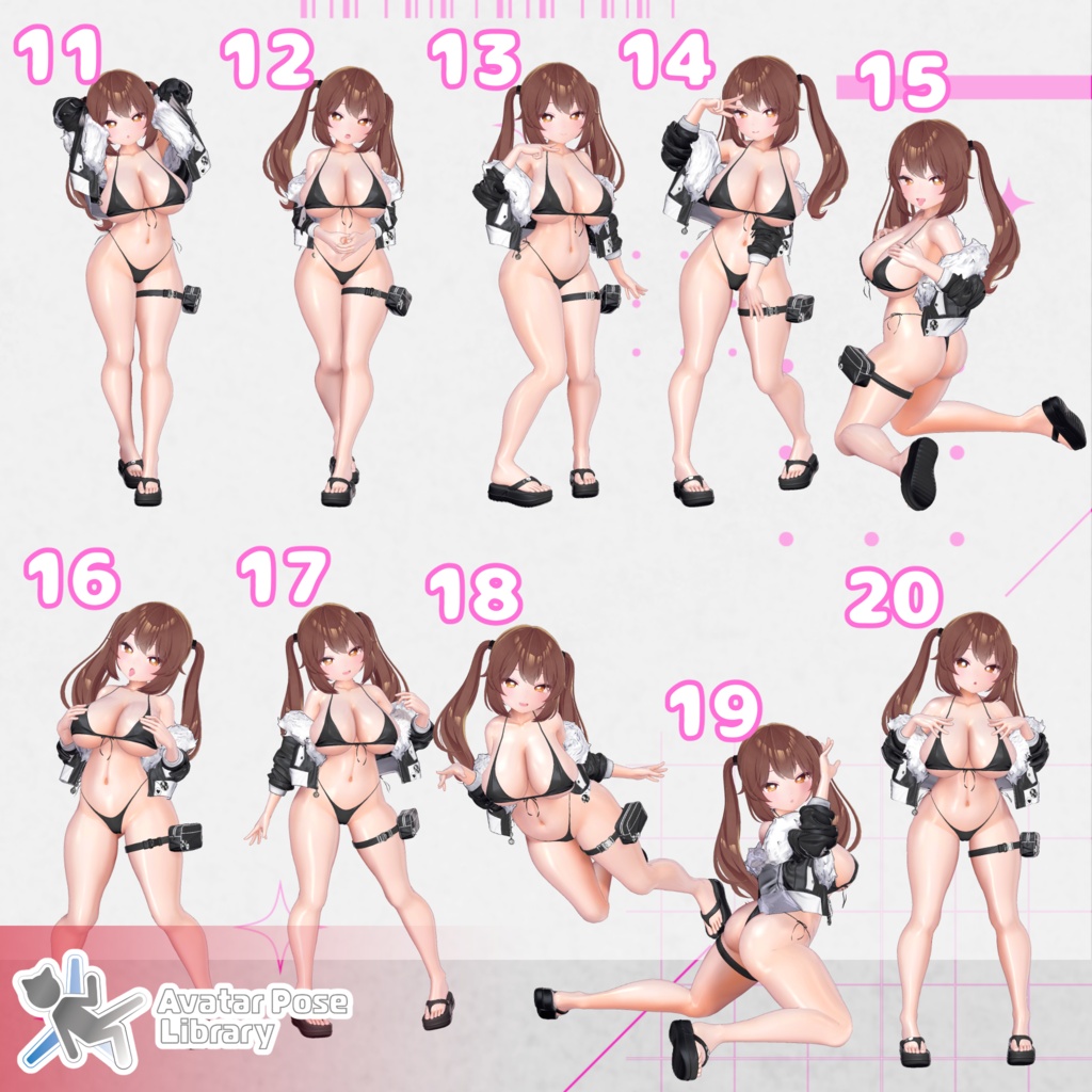 【11アバター対応】設定簡単♪ 撮影用ポーズ40種 "MH Pose Set 16"【APL対応】