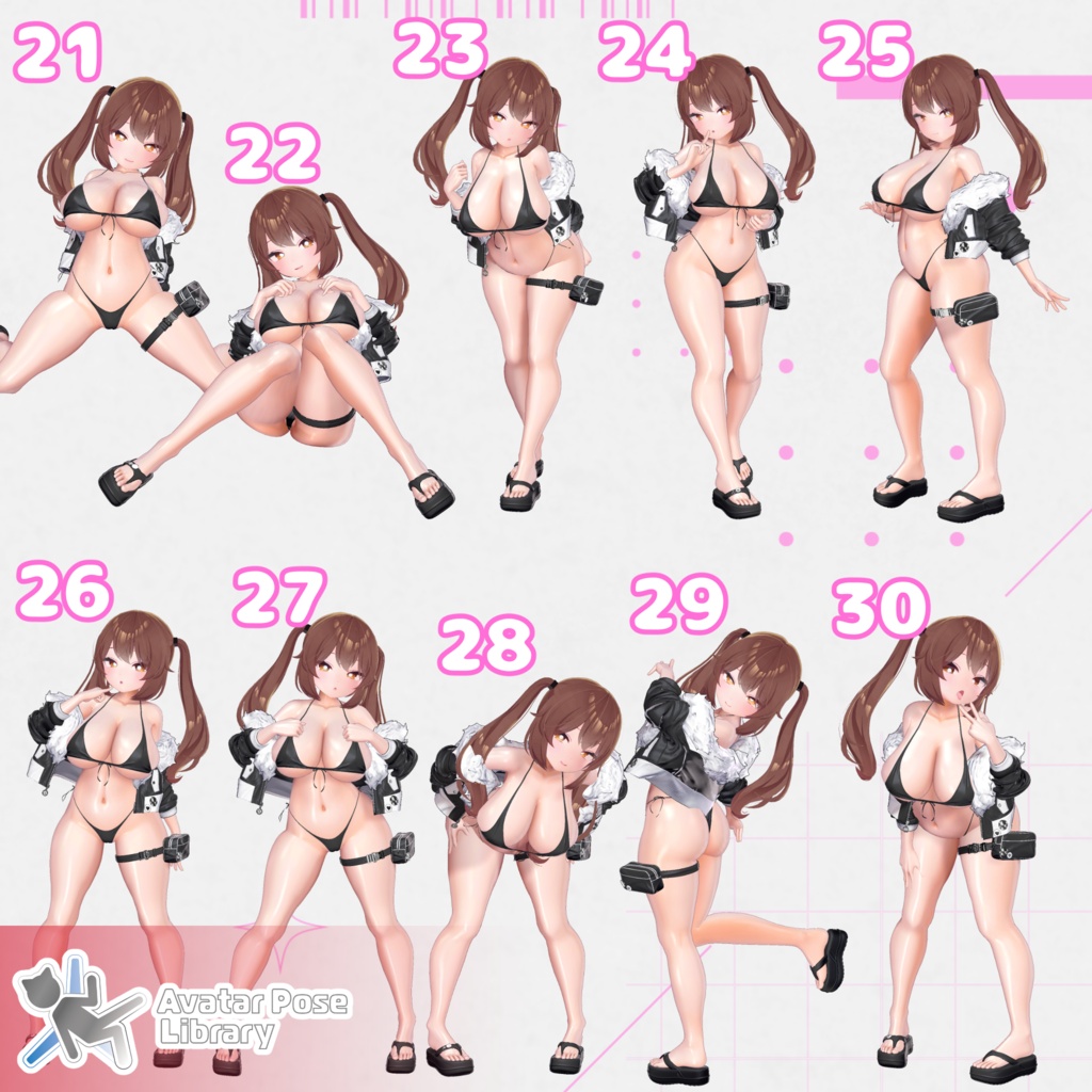 【11アバター対応】設定簡単♪ 撮影用ポーズ40種 "MH Pose Set 17"【APL対応】