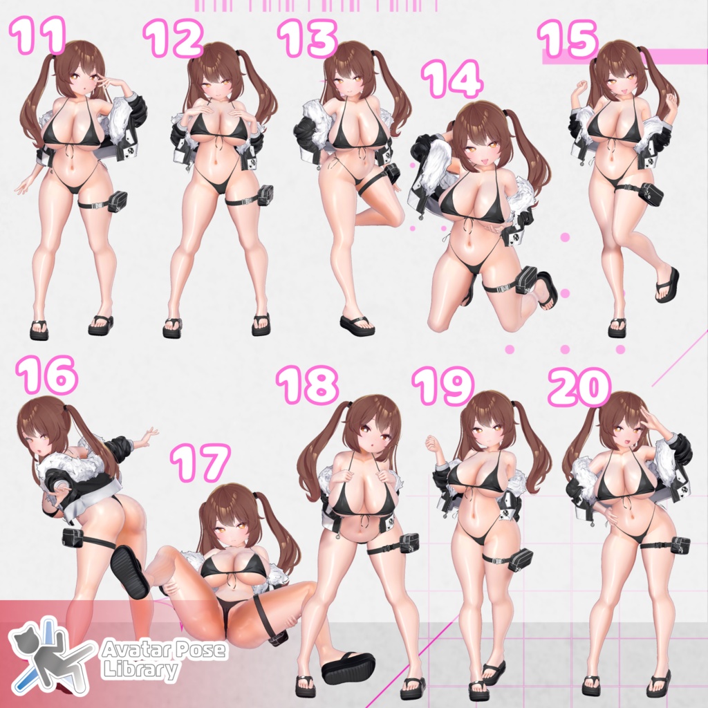 【11アバター対応】設定簡単♪ 撮影用ポーズ40種 "MH Pose Set 17"【APL対応】