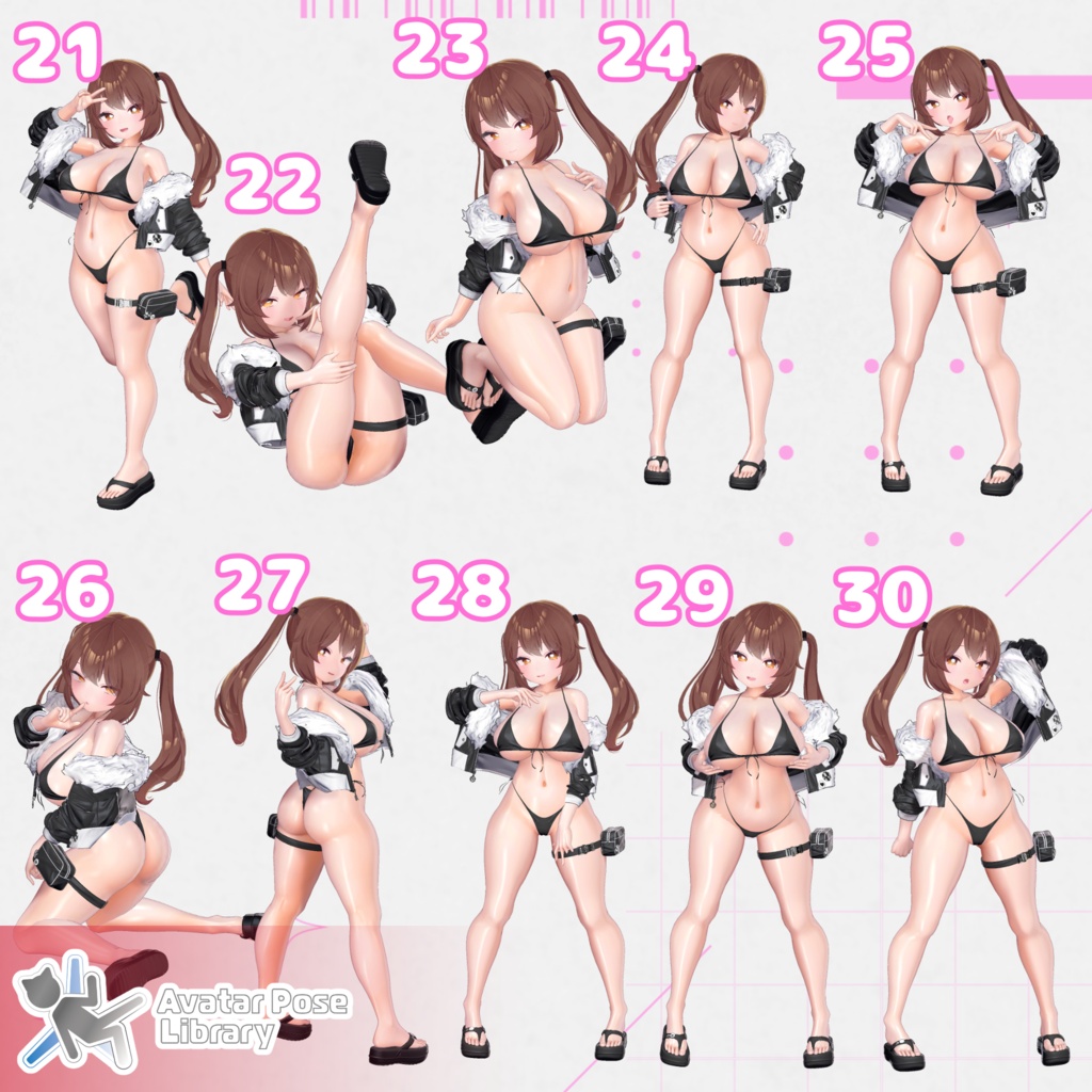 【11アバター対応】設定簡単♪ 撮影用ポーズ40種 "MH Pose Set 18"【APL対応】