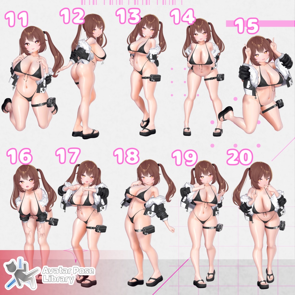 【11アバター対応】設定簡単♪ 撮影用ポーズ40種 "MH Pose Set 18"【APL対応】