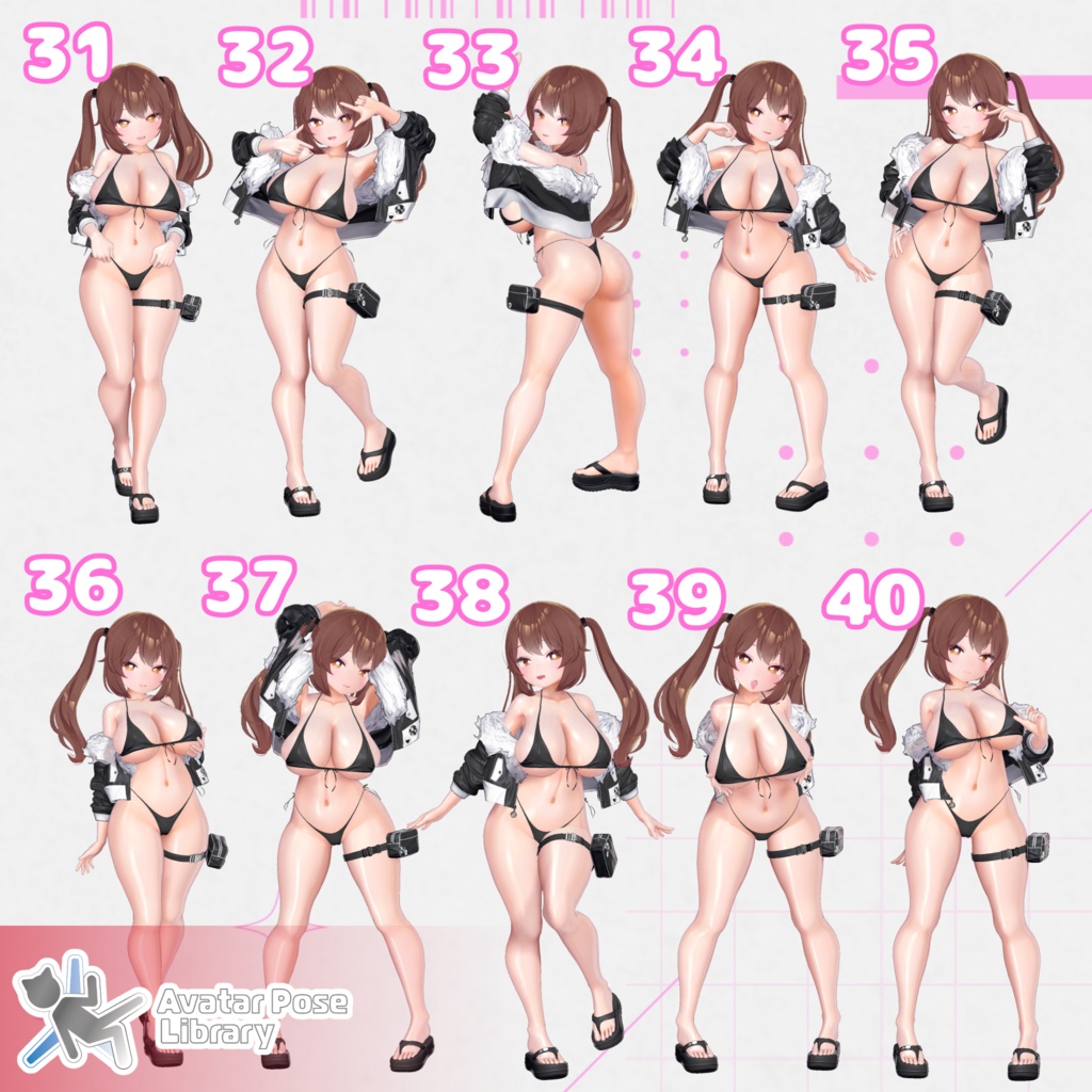 【11アバター対応】設定簡単♪ 撮影用ポーズ40種 "MH Pose Set 18"【APL対応】