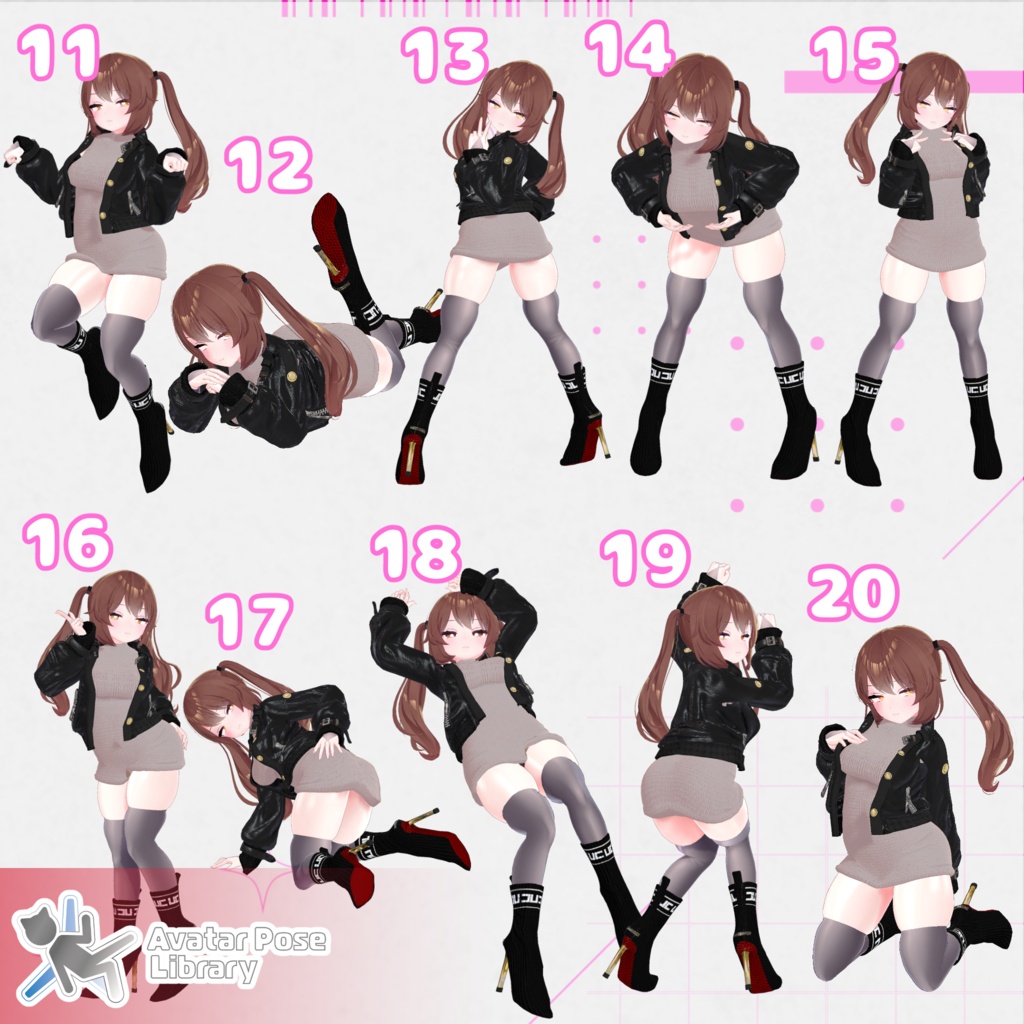 【11アバター対応】設定簡単♪ 撮影用ポーズ50種 "MH Pose Set 1~5(まとめ版)"【APL対応】