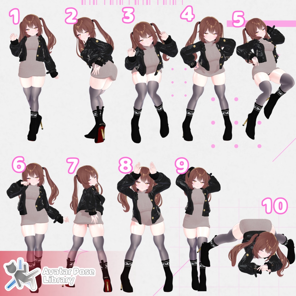 【11アバター対応】設定簡単♪ 撮影用ポーズ50種 "MH Pose Set 1~5(まとめ版)"【APL対応】