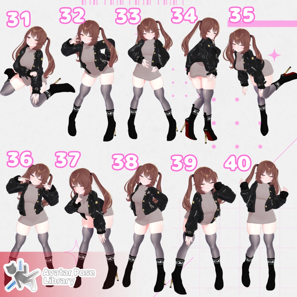 【11アバター対応】設定簡単♪ 撮影用ポーズ50種 "MH Pose Set 1~5(まとめ版)"【APL対応】