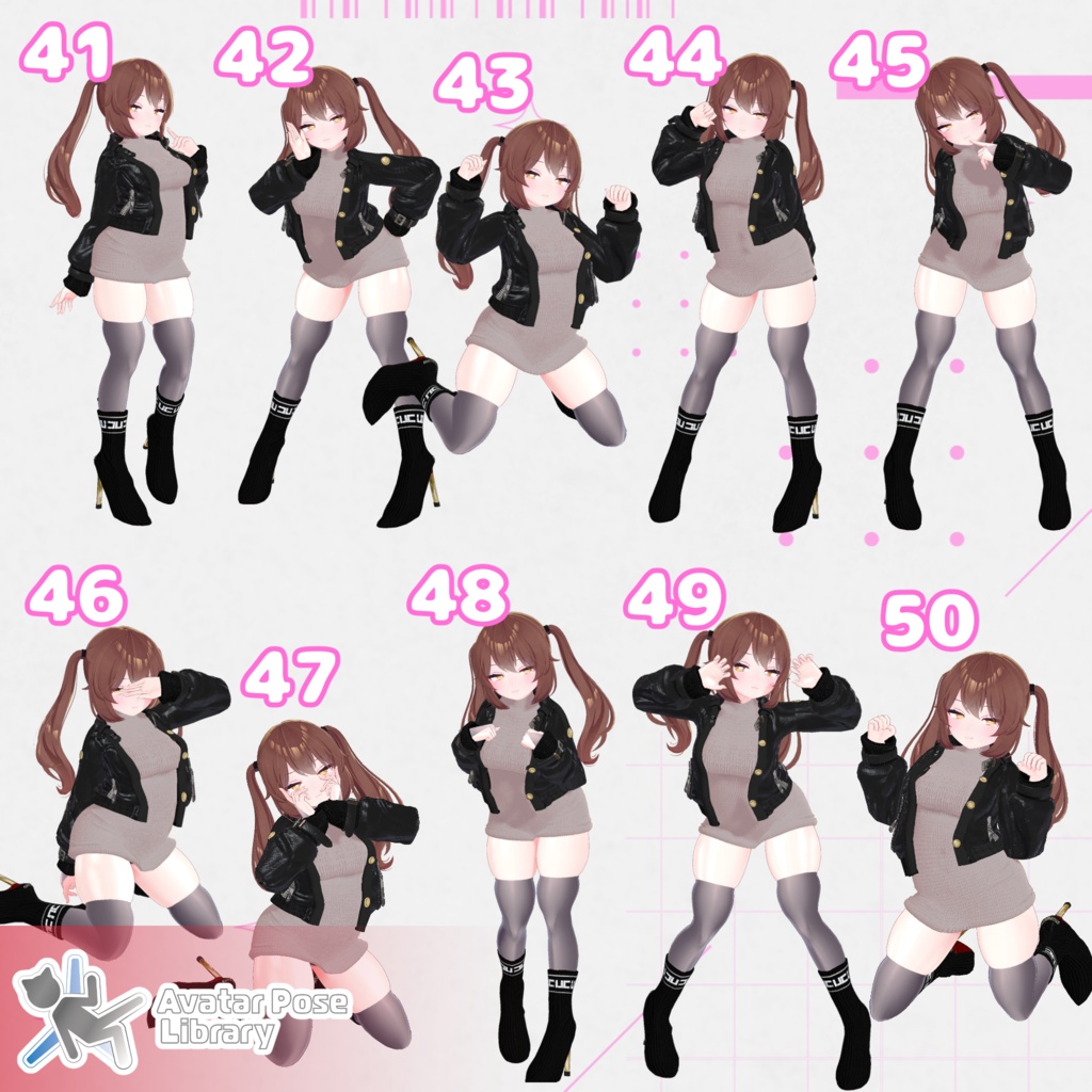 【11アバター対応】設定簡単♪ 撮影用ポーズ50種 "MH Pose Set 1~5(まとめ版)"【APL対応】