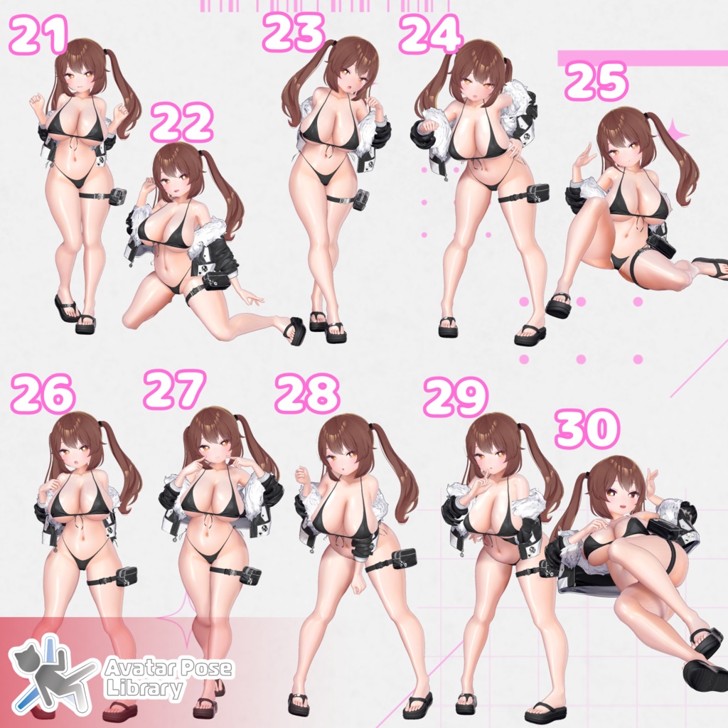 【11アバター対応】設定簡単♪ 撮影用ポーズ40種 "MH Pose Set 19"【APL対応】