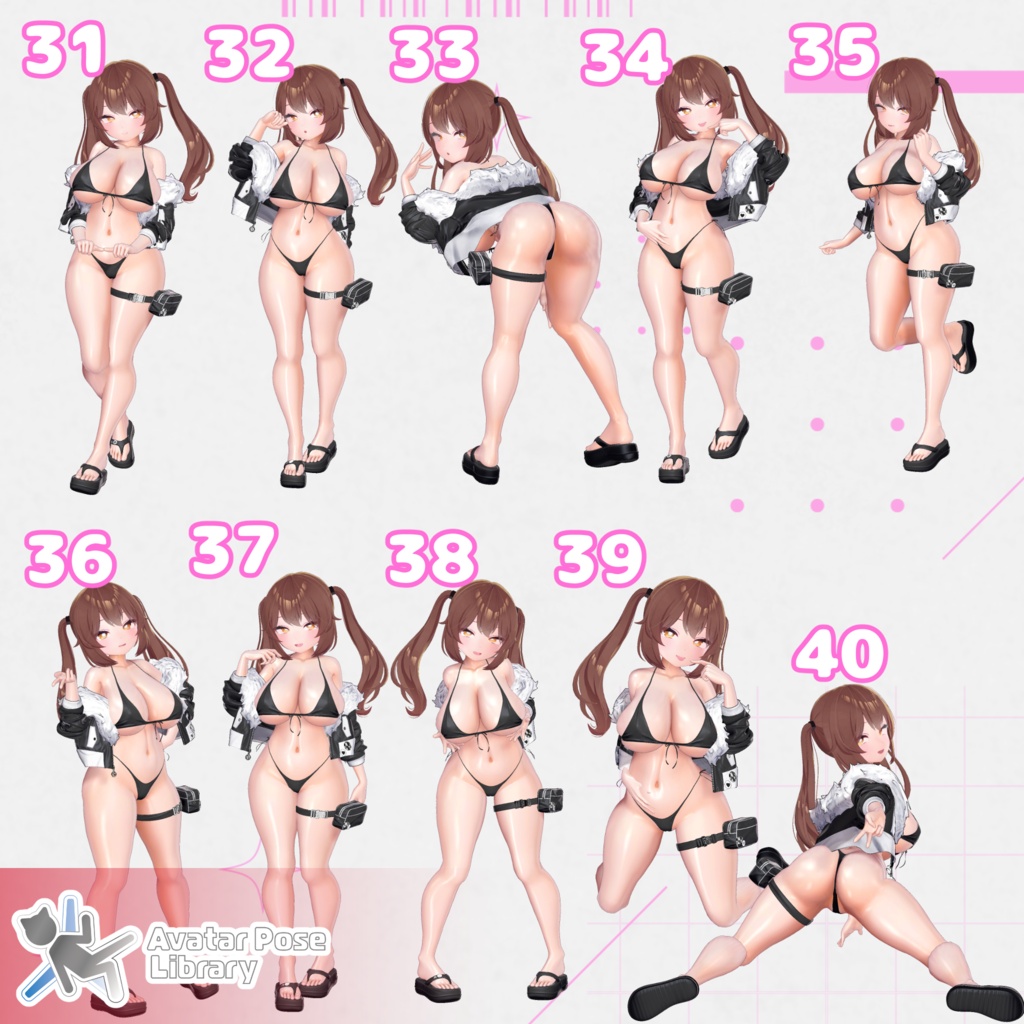 【11アバター対応】設定簡単♪ 撮影用ポーズ40種 "MH Pose Set 20"【APL対応】