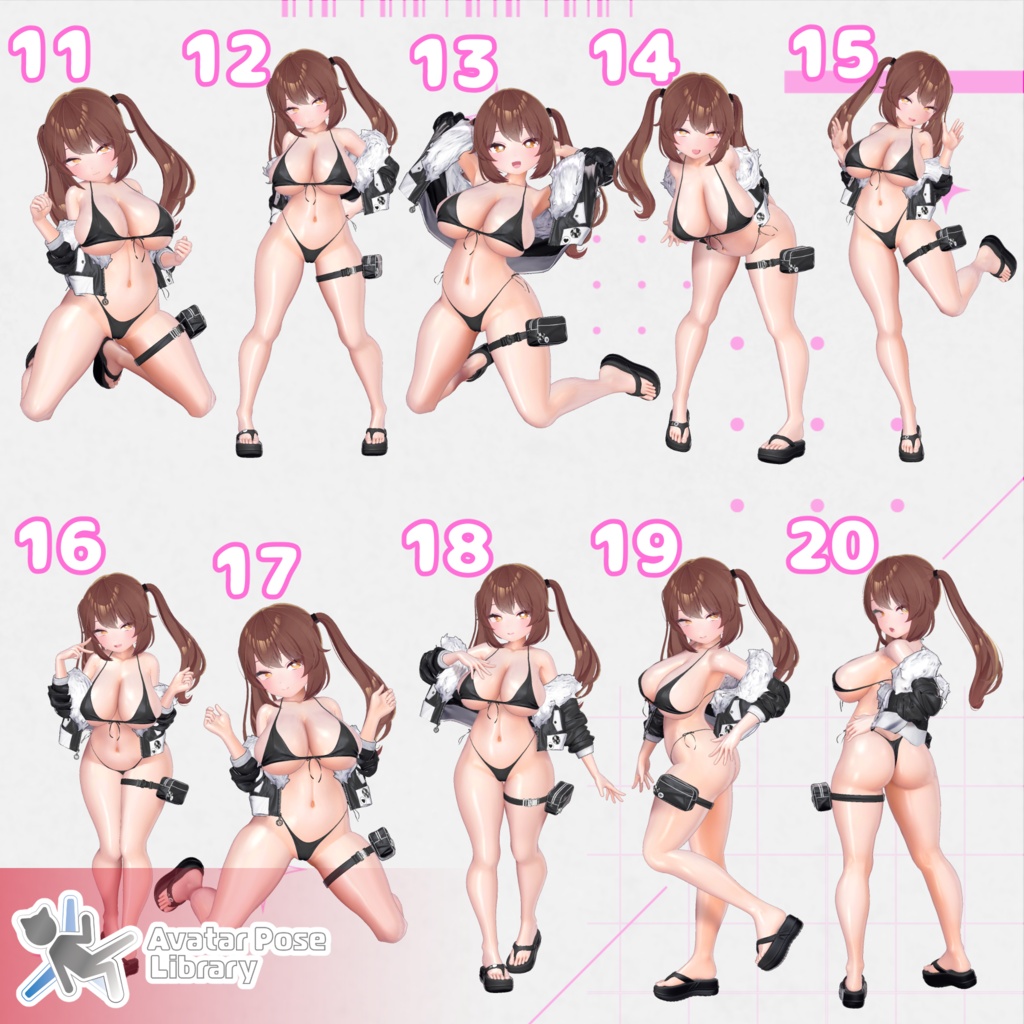 【11アバター対応】設定簡単♪ 撮影用ポーズ40種 "MH Pose Set 20"【APL対応】