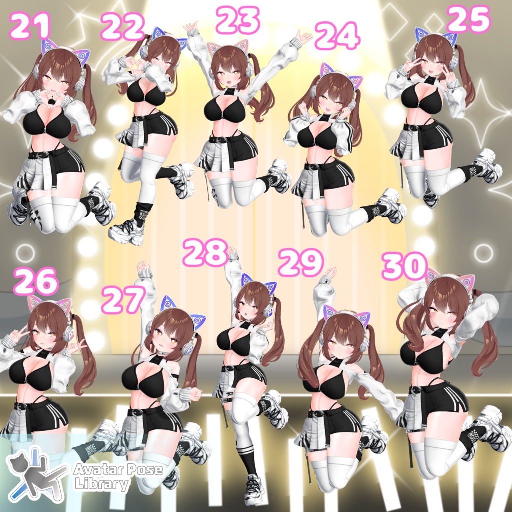【11アバター対応】設定簡単♪ アイドル風ポーズ40種 "MH Idol Pose Set"【APL対応】