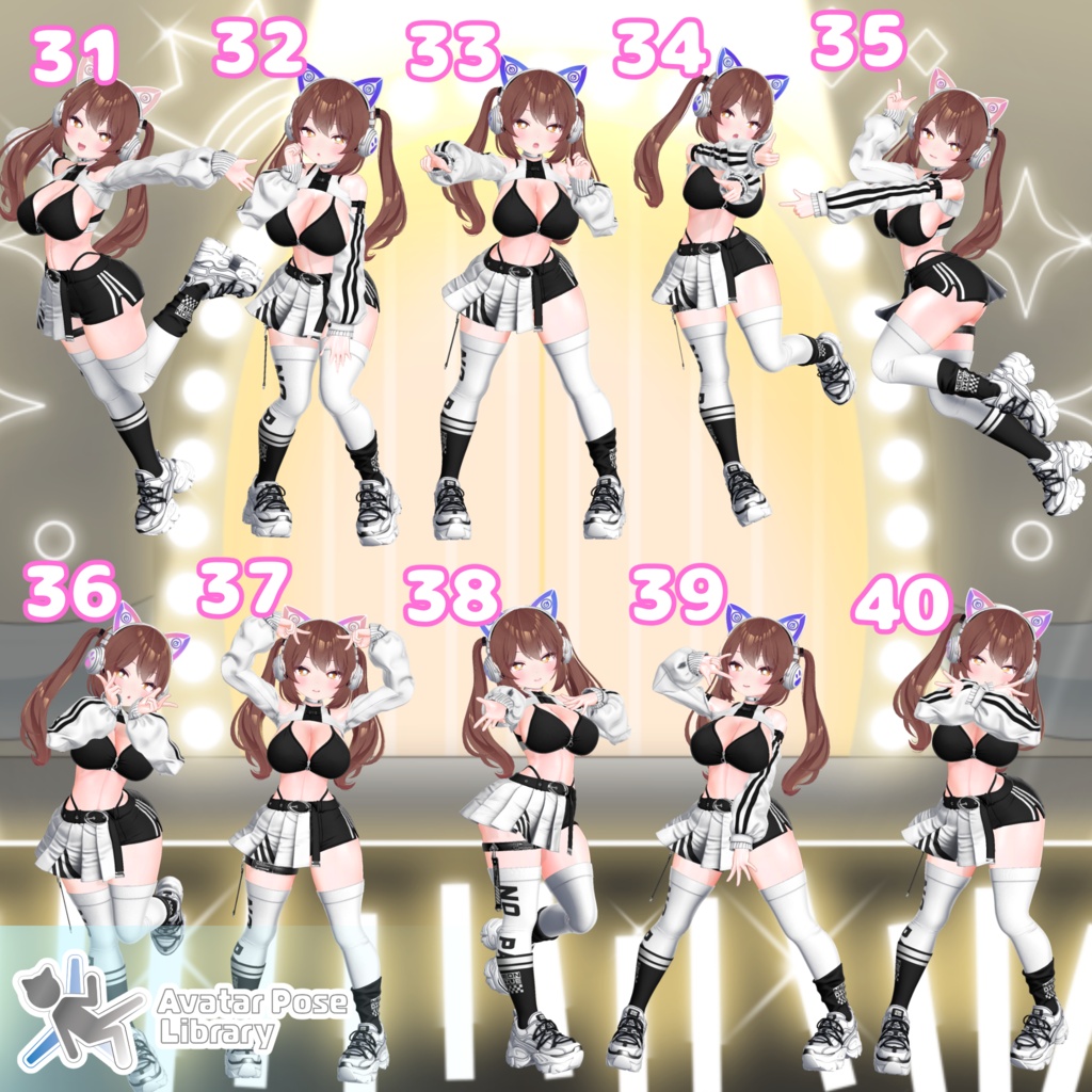 【11アバター対応】設定簡単♪ アイドル風ポーズ40種 "MH Idol Pose Set"【APL対応】