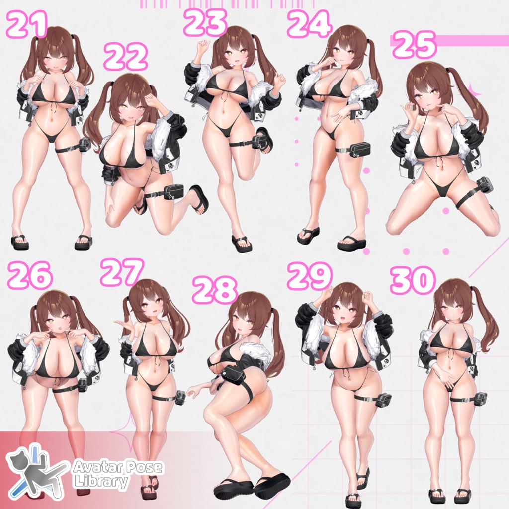 【11アバター対応】設定簡単♪ 撮影用ポーズ40種 "MH Pose Set 21"【APL対応】