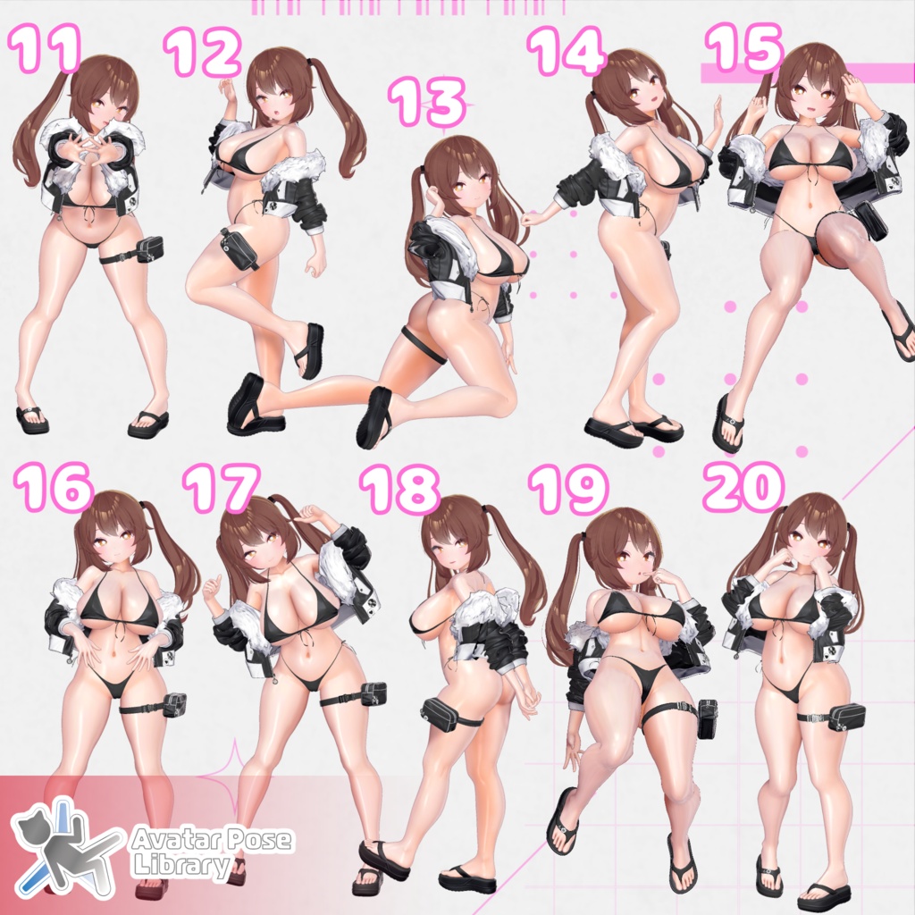 【11アバター対応】設定簡単♪ 撮影用ポーズ40種 "MH Pose Set 21"【APL対応】