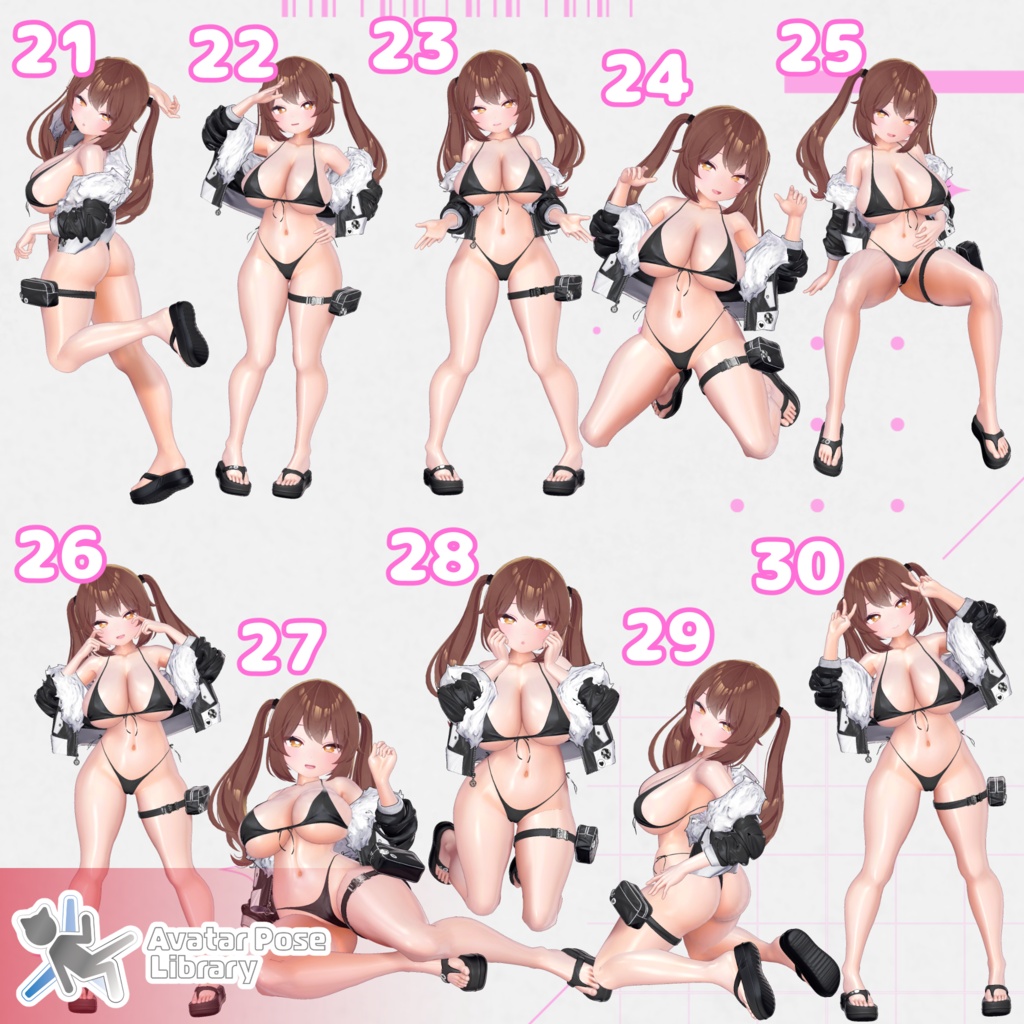 【11アバター対応】設定簡単♪ 撮影用ポーズ40種 "MH Pose Set 22"【APL対応】