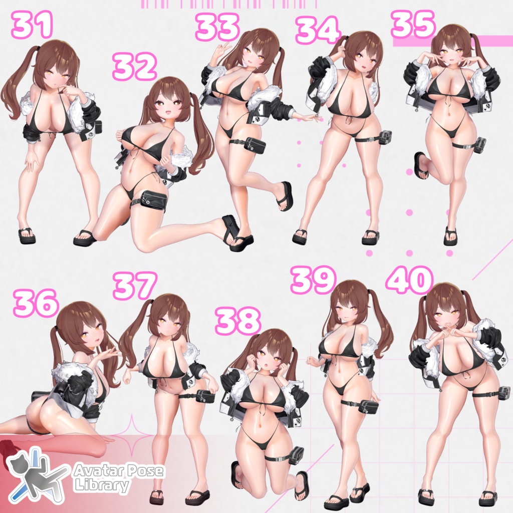 【11アバター対応】設定簡単♪ 撮影用ポーズ40種 "MH Pose Set 22"【APL対応】