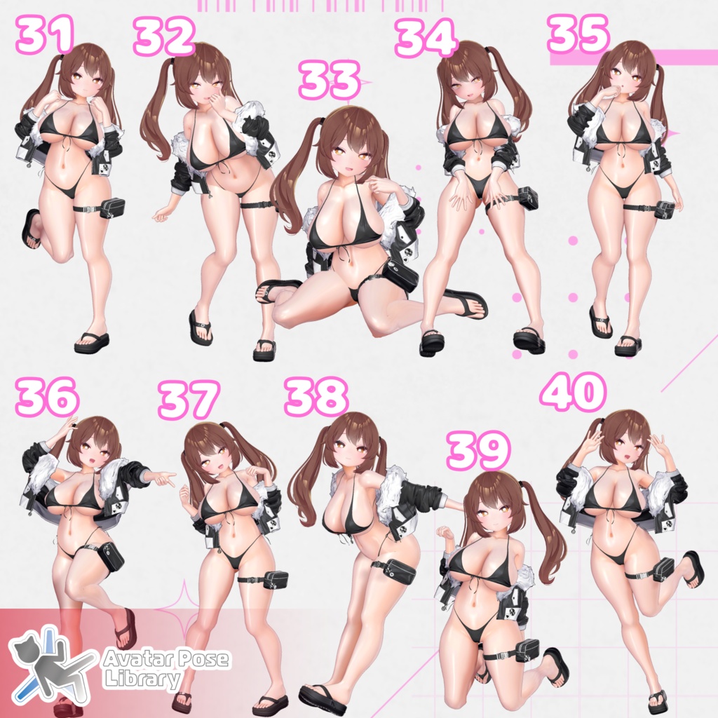 【11アバター対応】設定簡単♪ 撮影用ポーズ40種 "MH Pose Set 23"【APL対応】