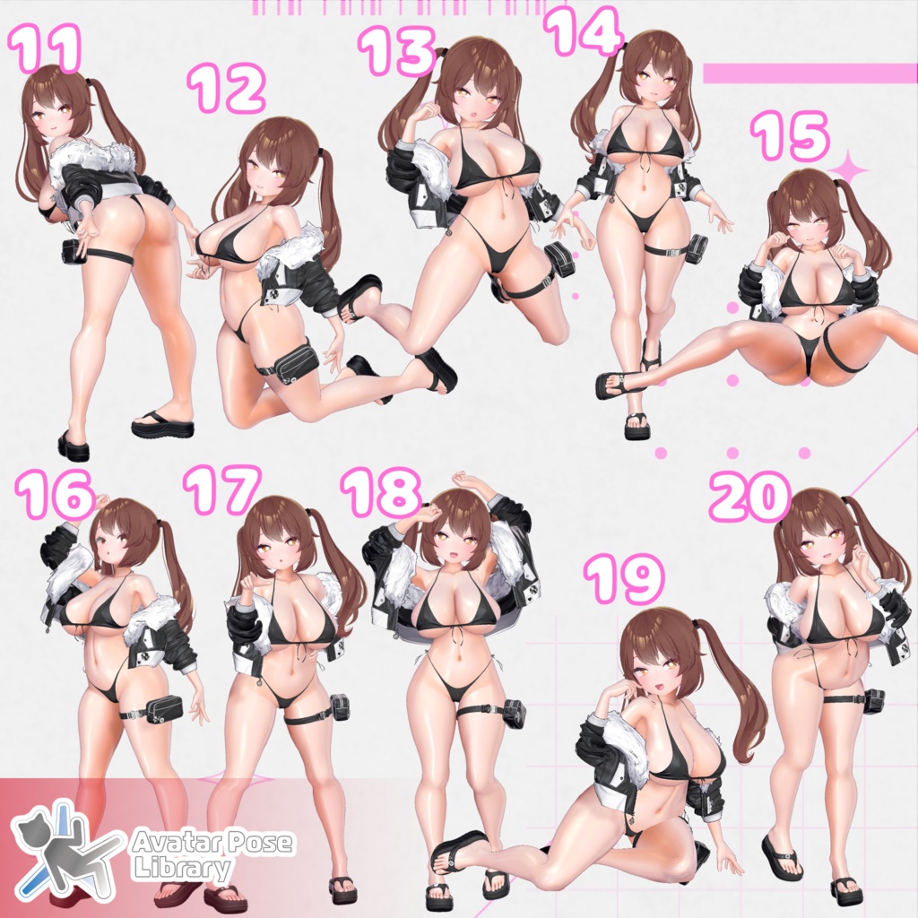 【11アバター対応】設定簡単♪ 撮影用ポーズ40種 "MH Pose Set 23"【APL対応】