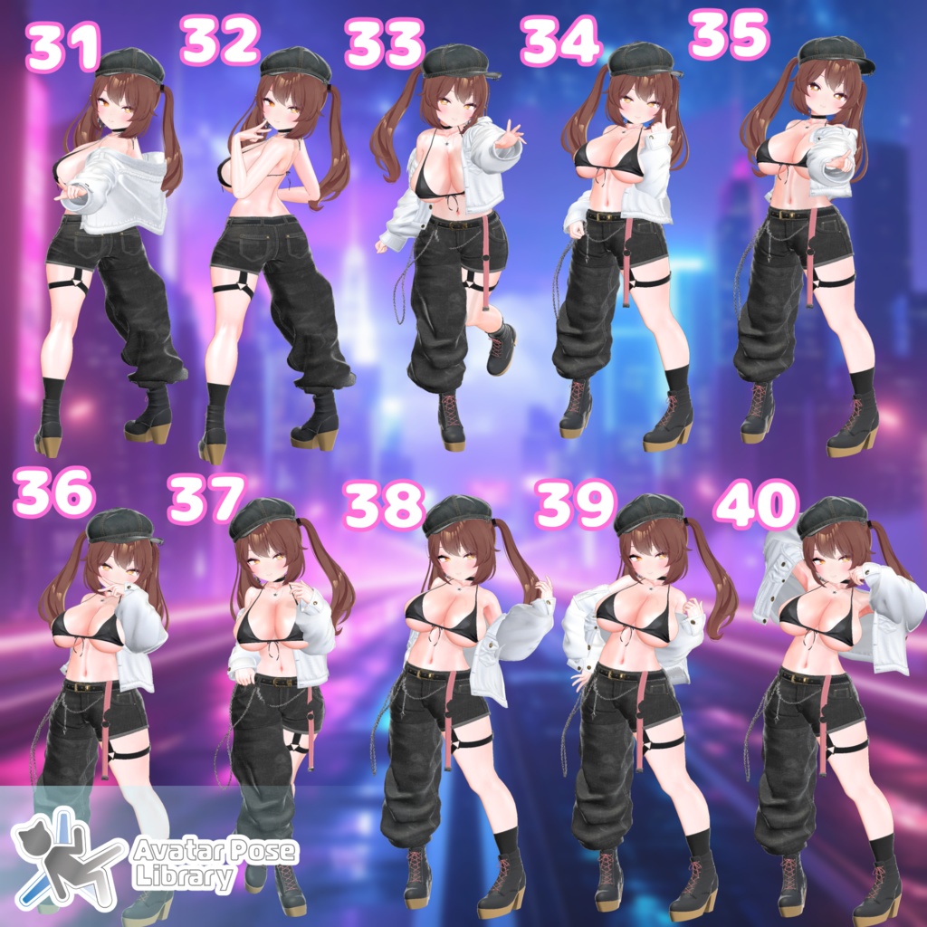【11アバター対応】設定簡単♪ ちょっとクールなポーズ40種 "MH Cool Pose Set"【APL対応】