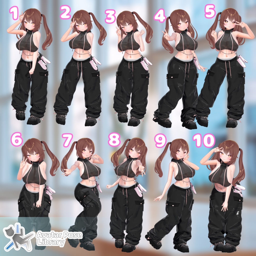 【13アバター対応】設定簡単♪ ピースポーズ40種 "MH Cool Pose Set"【APL対応】