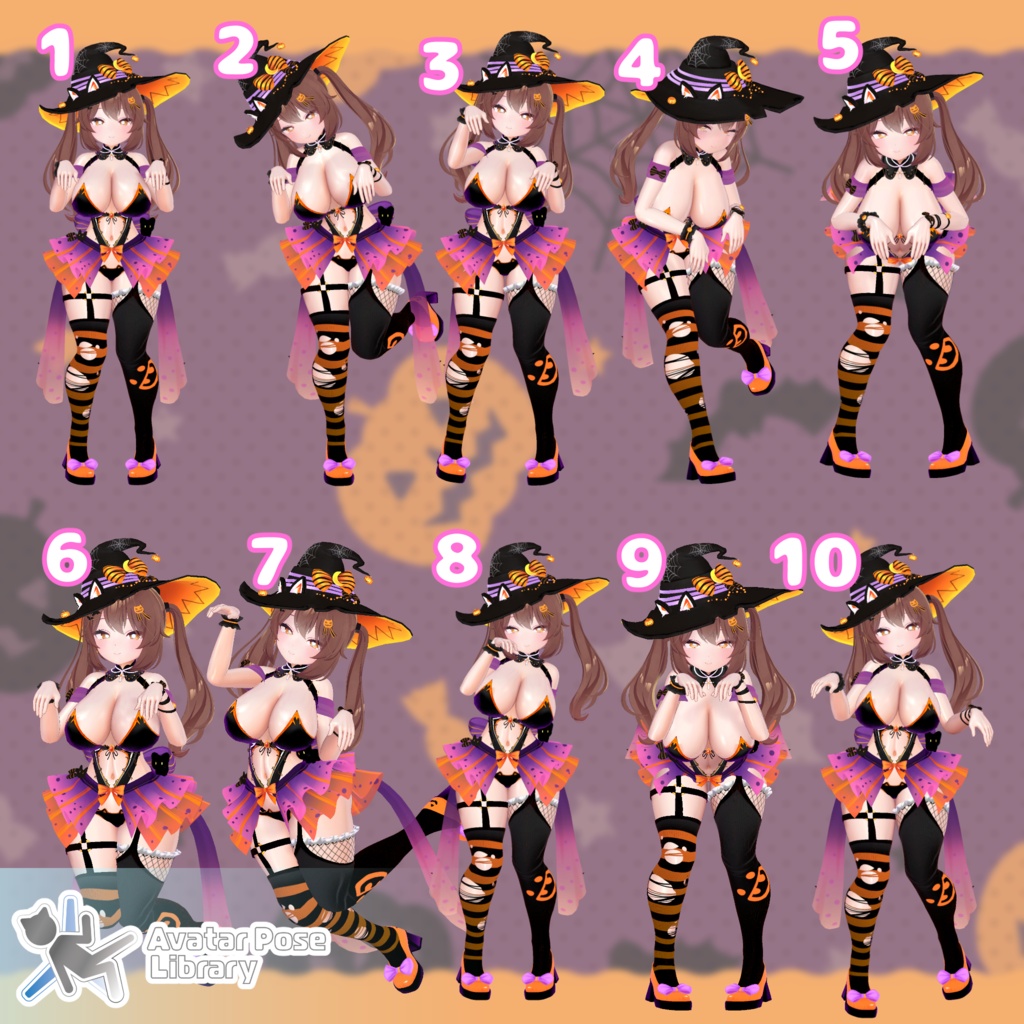 【13アバター対応】設定簡単♪ ハロウィンポーズ40種 "MH Halloween Pose Set"【APL対応】