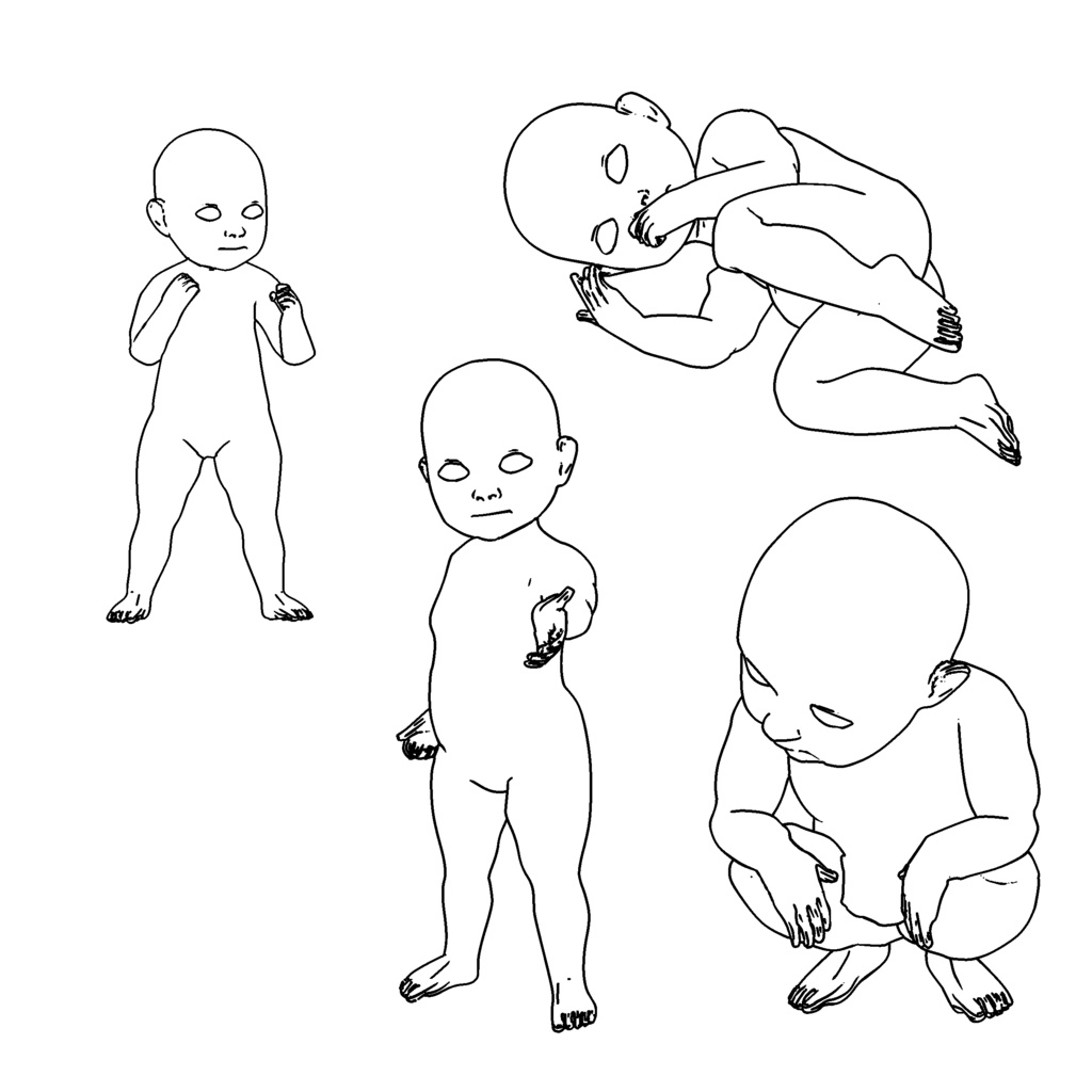 リアルな赤ちゃん 3Dキャラ素材(CLIP STUDIO / FBX両対応)転生漫画・育児シーンに最適!