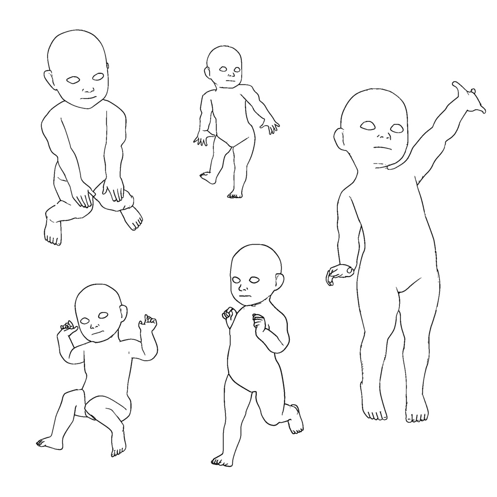 リアルな赤ちゃん 3Dキャラ素材(CLIP STUDIO / FBX両対応)転生漫画・育児シーンに最適!