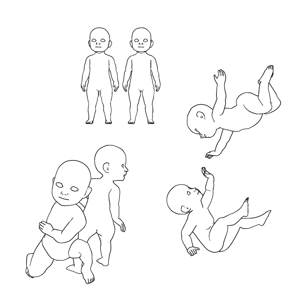 リアルな赤ちゃん 3Dキャラ素材(CLIP STUDIO / FBX両対応)転生漫画・育児シーンに最適!