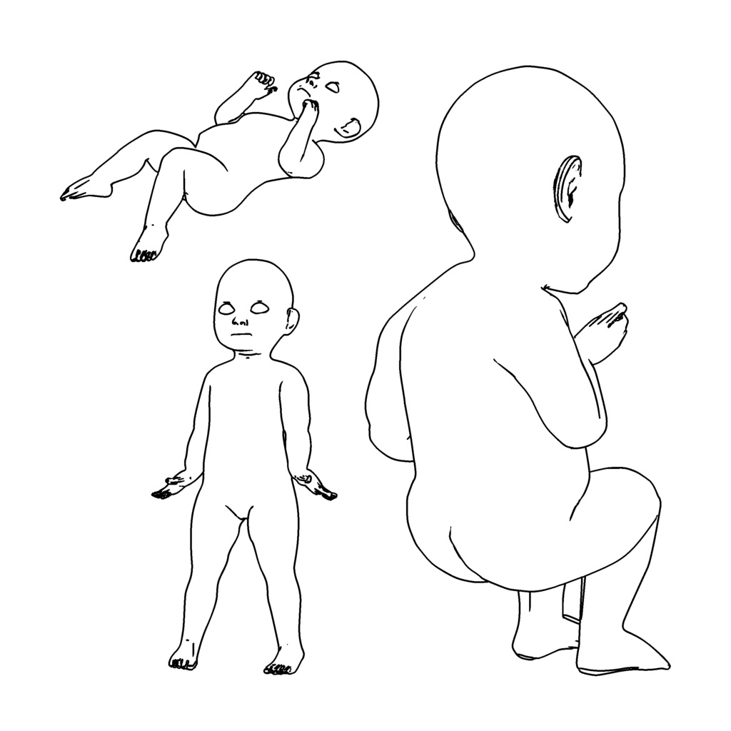 リアルな赤ちゃん 3Dキャラ素材(CLIP STUDIO / FBX両対応)転生漫画・育児シーンに最適!