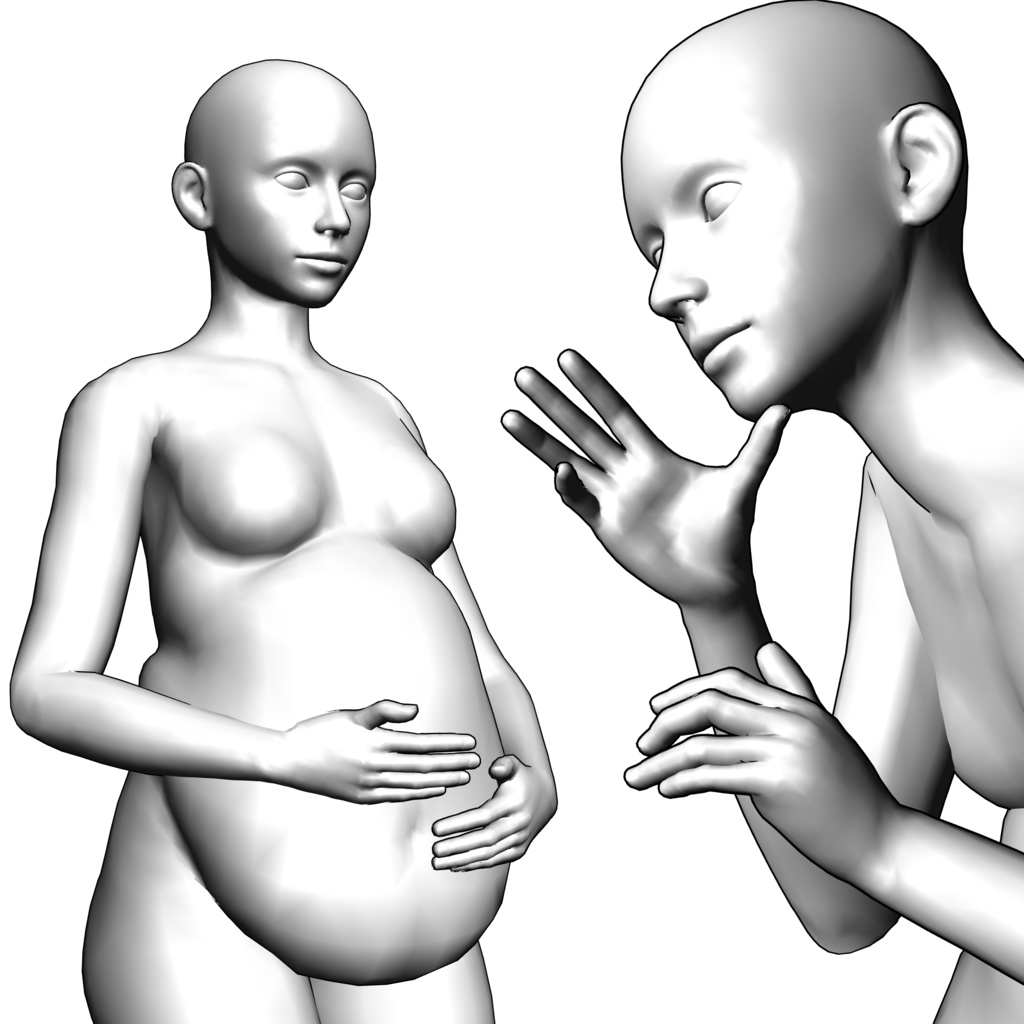 リアルな妊婦 3Dキャラ素材(CLIP STUDIO / FBX対応)出産準備や家族表現に最適!