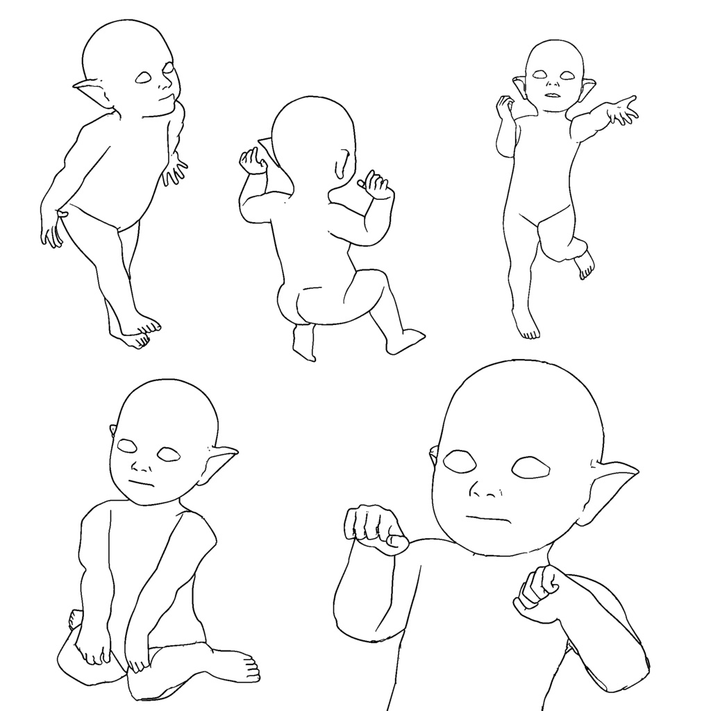 表情まで動かせるリアルな赤ちゃんエルフ 3Dキャラ素材(FBX対応)転生漫画・ファンタジーシーンに最適!【CLIP STUDIO PAINTで使えるおまけつき】