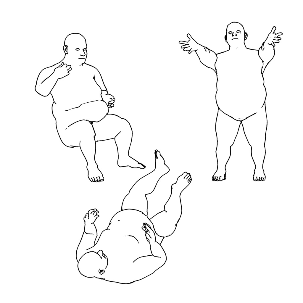 表情まで動かせるリアルな中年男性 3Dキャラ素材(FBX対応)ぽっちゃり体型・モブ表現に最適!【CLIP STUDIO PAINTで使えるおまけつき】