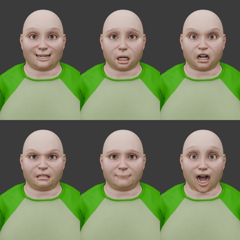 表情まで動かせるリアルなぽっちゃり女性 3Dキャラ素材(FBX対応)柔らかな体型・自然な表情に最適!【CLIP STUDIO PAINTで使えるおまけつき】