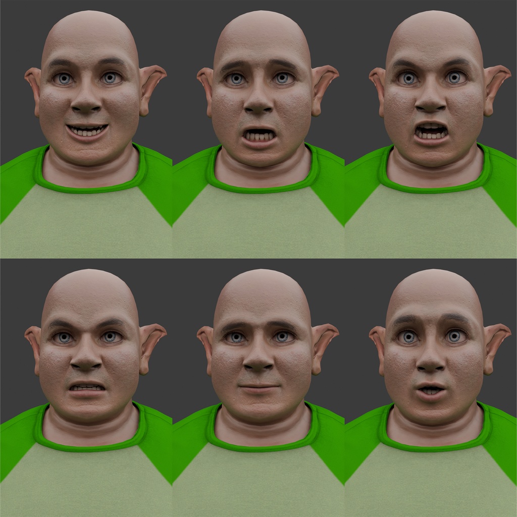 表情まで動かせるリアルな中年男性エルフ 3Dキャラ素材(FBX対応)ぽっちゃり体型・異世界モブに最適!【CLIP STUDIO PAINTで使えるおまけつき】