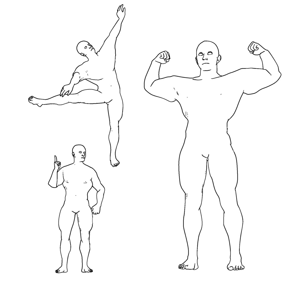 表情まで動かせるリアルなハードマッチョ男性 3Dキャラ素材(FBX対応)超筋肉質・モブ〜主人公表現に最適!【CLIP STUDIO PAINTで使えるおまけつき】