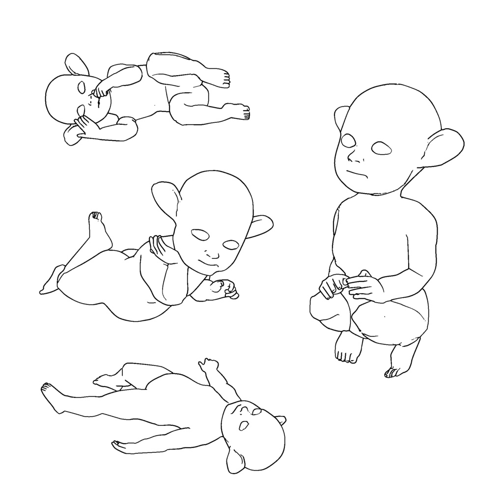 表情まで動かせるリアルなネズミ耳赤ちゃん 3Dキャラ素材(FBX対応)異世界転生・ファンタジー漫画に最適!【CLIP STUDIO PAINTで使えるおまけつき】