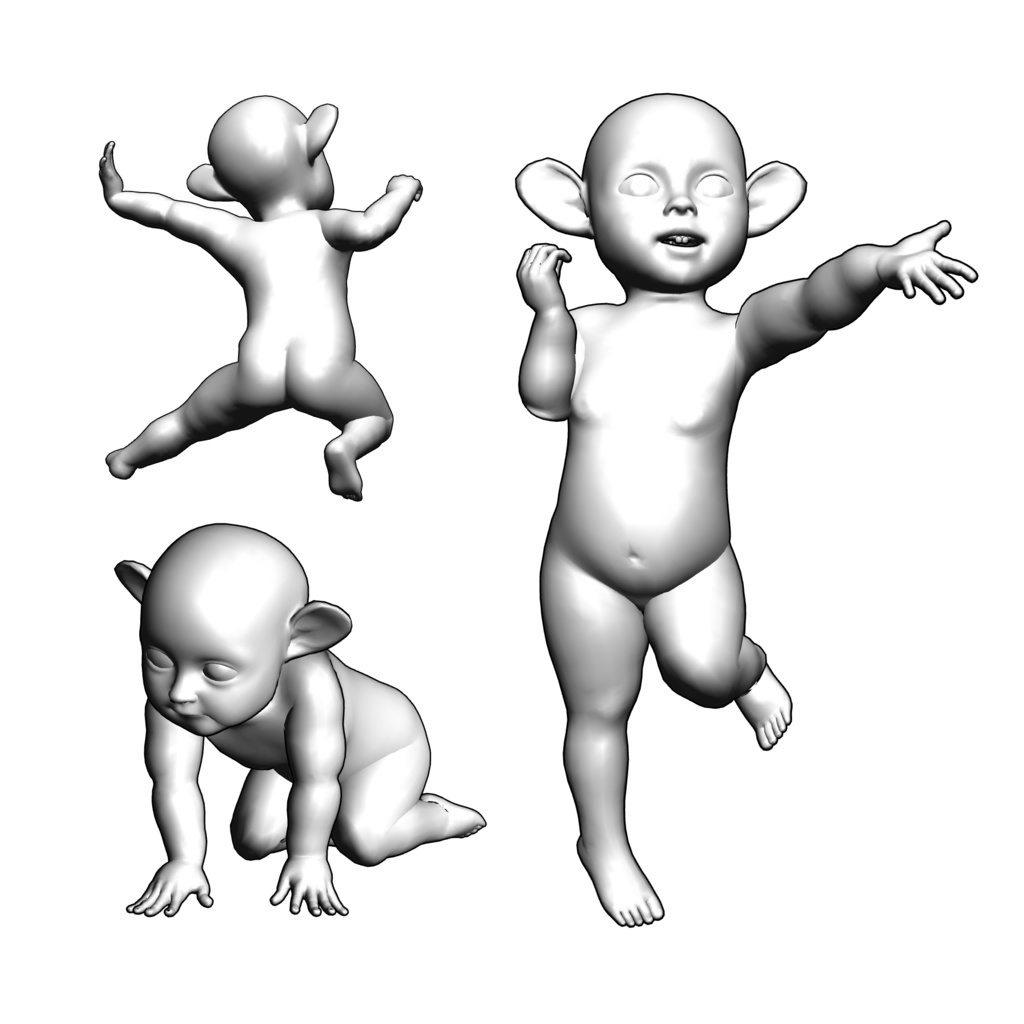表情まで動かせるリアルなネズミ耳赤ちゃん 3Dキャラ素材(FBX対応)異世界転生・ファンタジー漫画に最適!【CLIP STUDIO PAINTで使えるおまけつき】