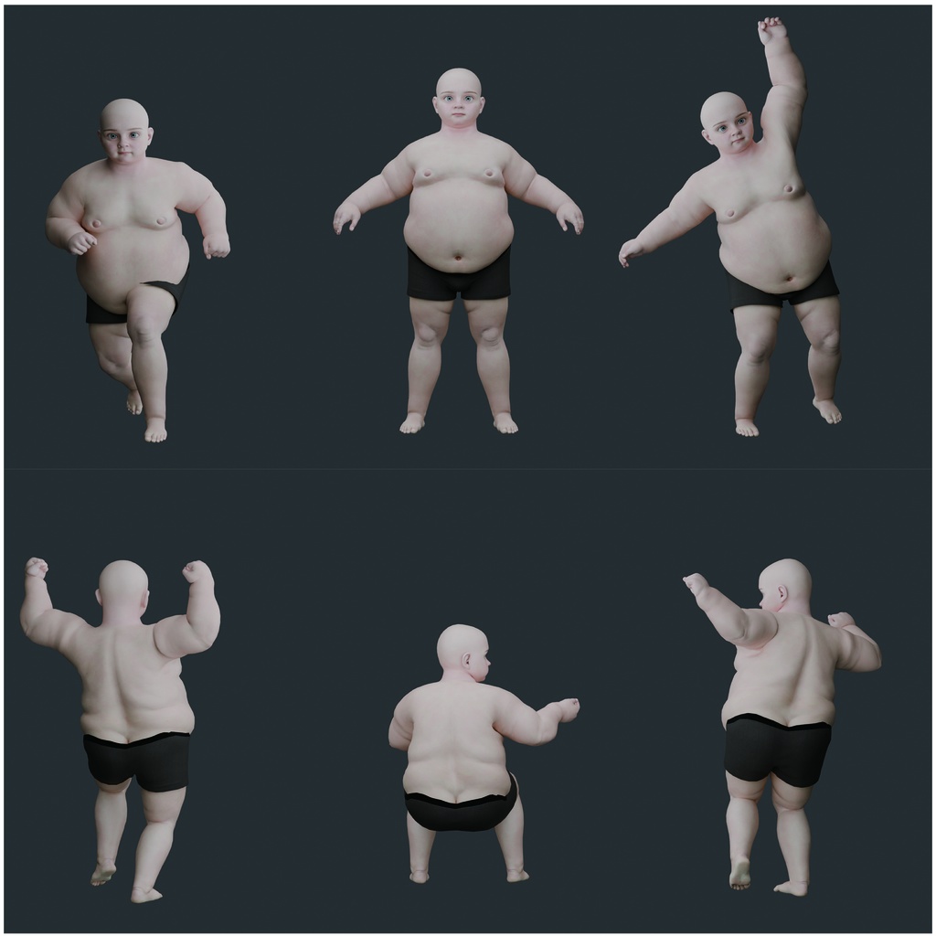 表情まで動かせるリアルなぽっちゃり小学生男子 3Dキャラ素材(FBX対応)ふっくらキッズ表現に最適!【CLIP STUDIO PAINTで使えるおまけつき】