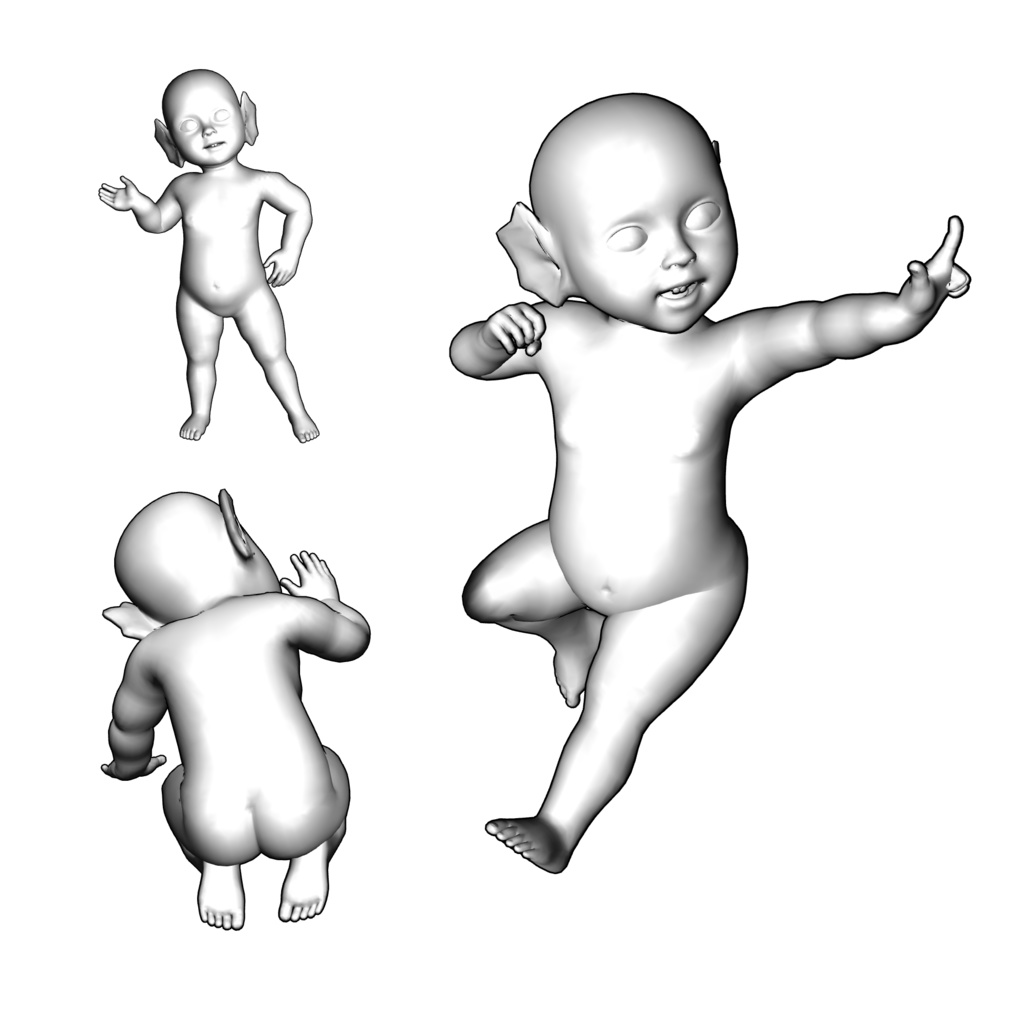 表情まで動かせるリアルなヒレ耳赤ちゃん 3Dキャラ素材(FBX対応) 人魚族・異世界ファンタジーに最適!【CLIP STUDIO PAINTで使えるおまけつき】