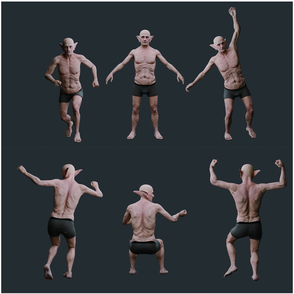 表情まで動かせるリアルなおじいちゃんエルフ 3Dキャラ素材(FBX対応) 森の賢者・異世界モブに最適!【CLIP STUDIO PAINTで使えるおまけつき】