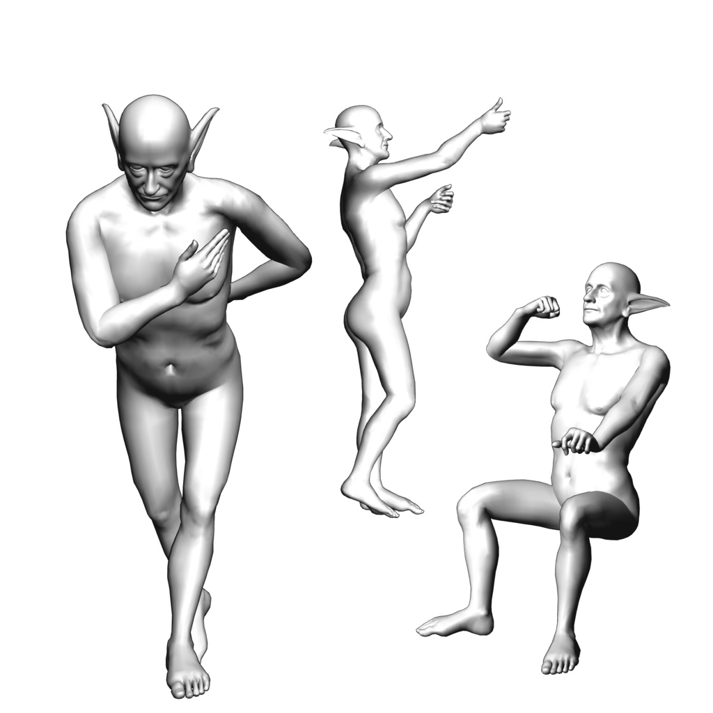 表情まで動かせるリアルなおじいちゃんエルフ 3Dキャラ素材(FBX対応) 森の賢者・異世界モブに最適!【CLIP STUDIO PAINTで使えるおまけつき】