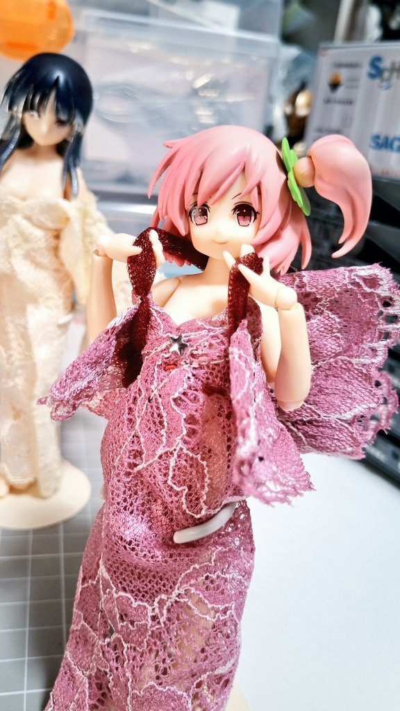 透けレースワンピ　ピンク色【1/12サイズ服】