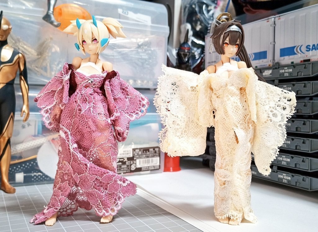 透けレースワンピ　ピンク色【1/12サイズ服】