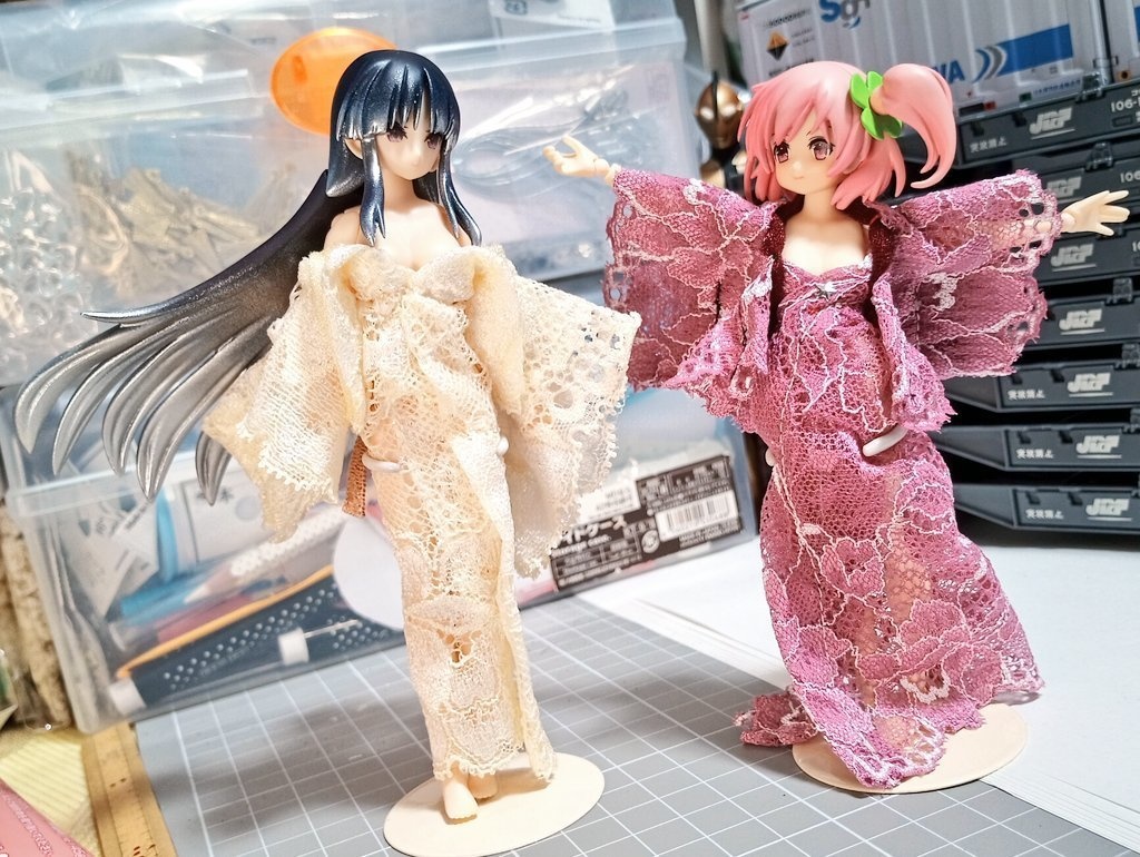 透けレースワンピ　ピンク色【1/12サイズ服】