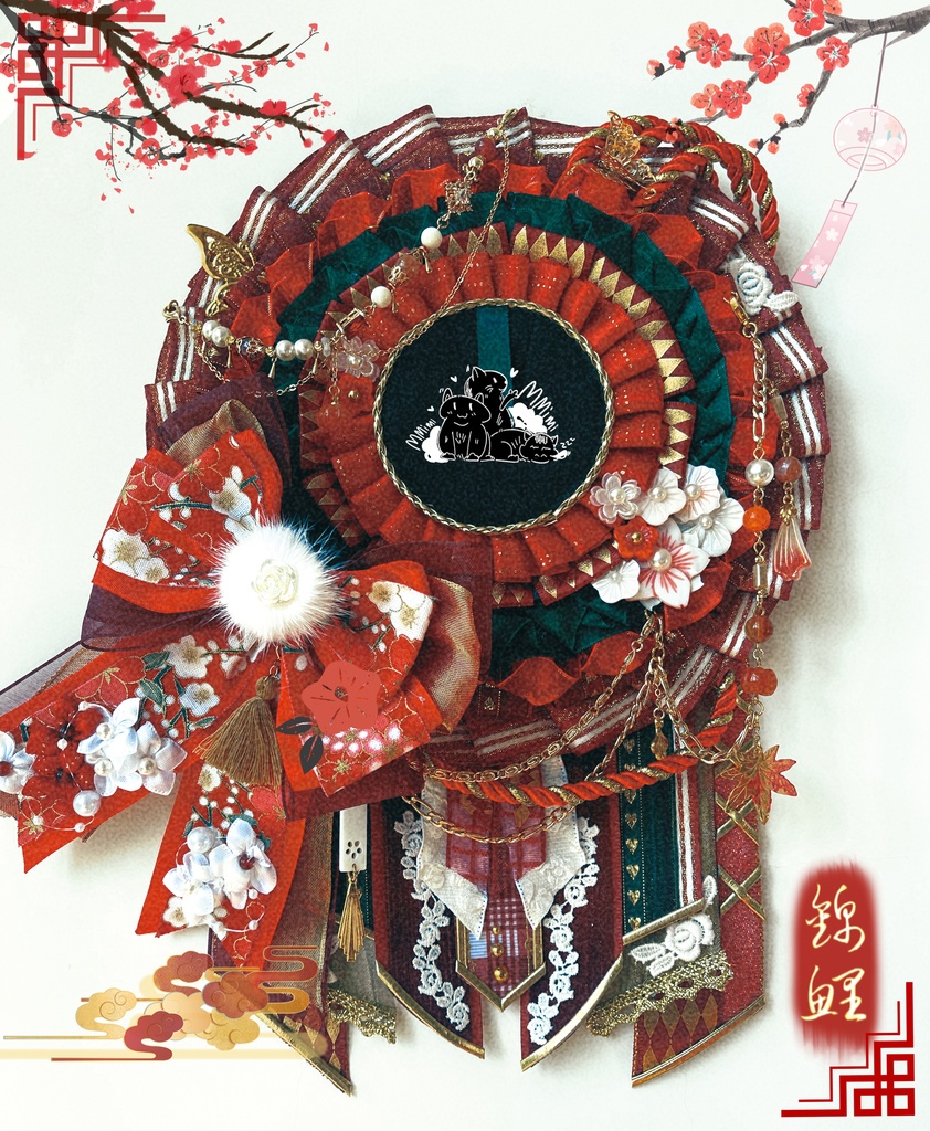 【お祈り*.°★* 新年✿】MMimiハンドメイドロゼット 超華麗赤系