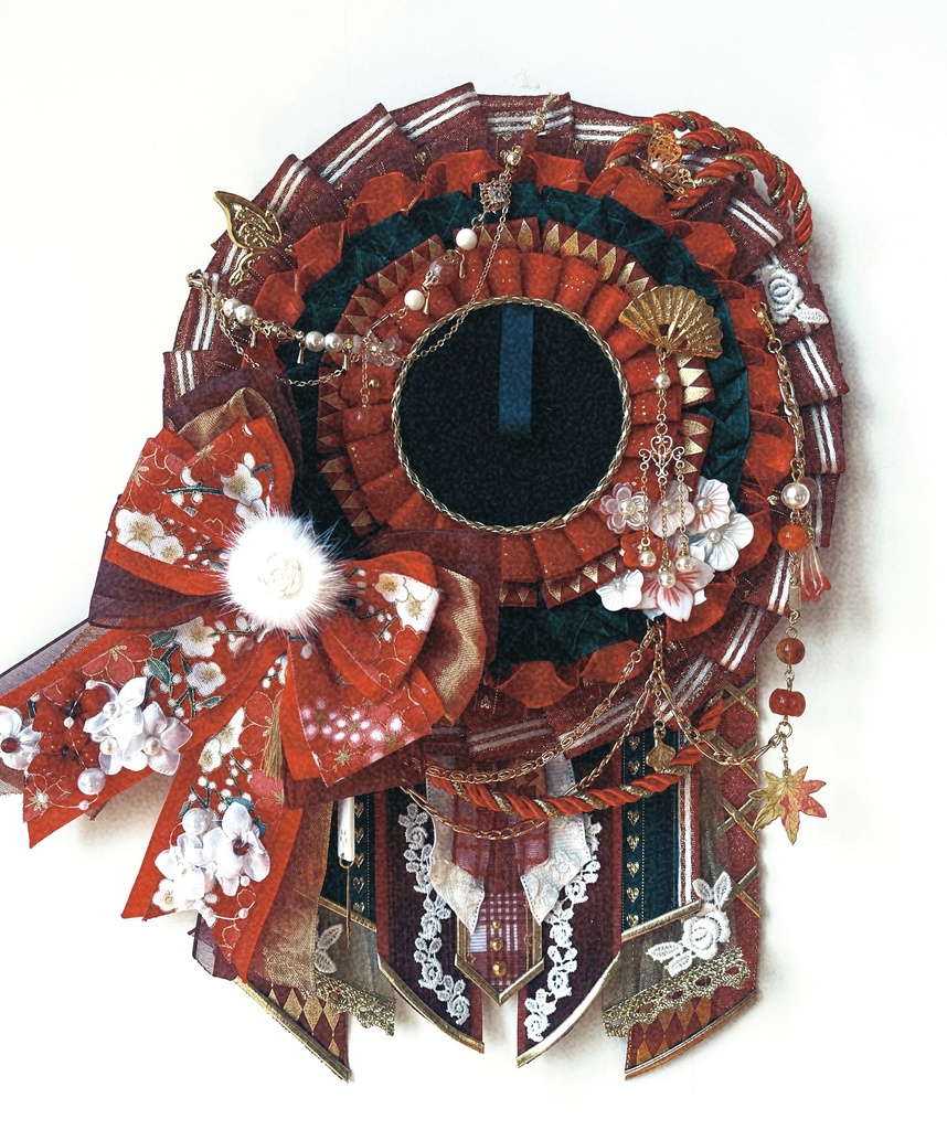 【お祈り*.°★* 新年✿】MMimiハンドメイドロゼット 超華麗赤系