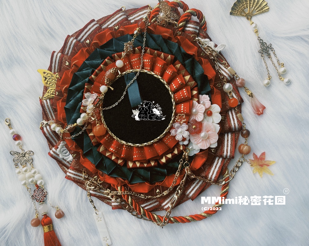 【お祈り*.°★* 新年✿】MMimiハンドメイドロゼット 超華麗赤系