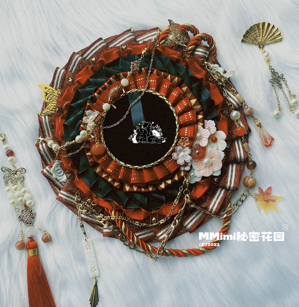 【お祈り*.°★* 新年✿】MMimiハンドメイドロゼット 超華麗赤系