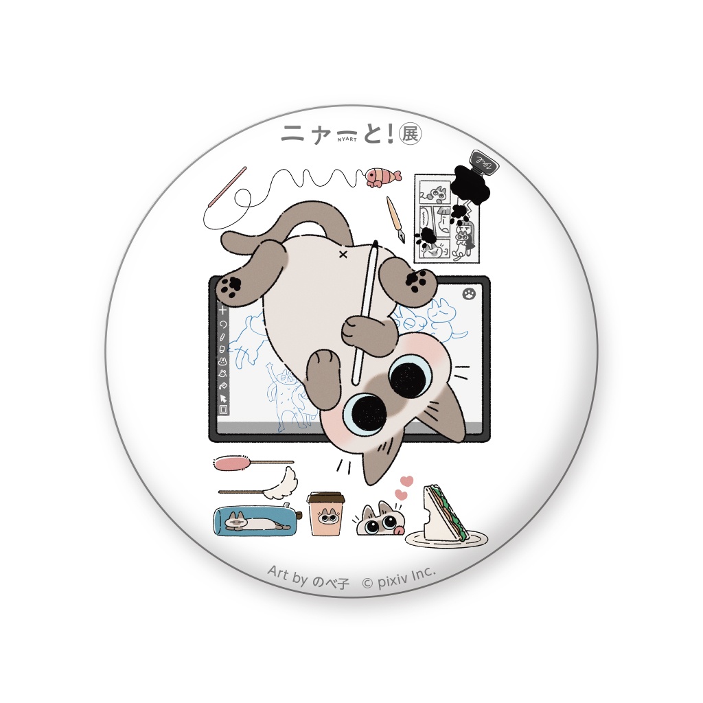 缶バッジD(全6種ランダム)<のべ子・花田ももせ・ふじひと・村上ゆいち・山野りんりん・ろるあ>