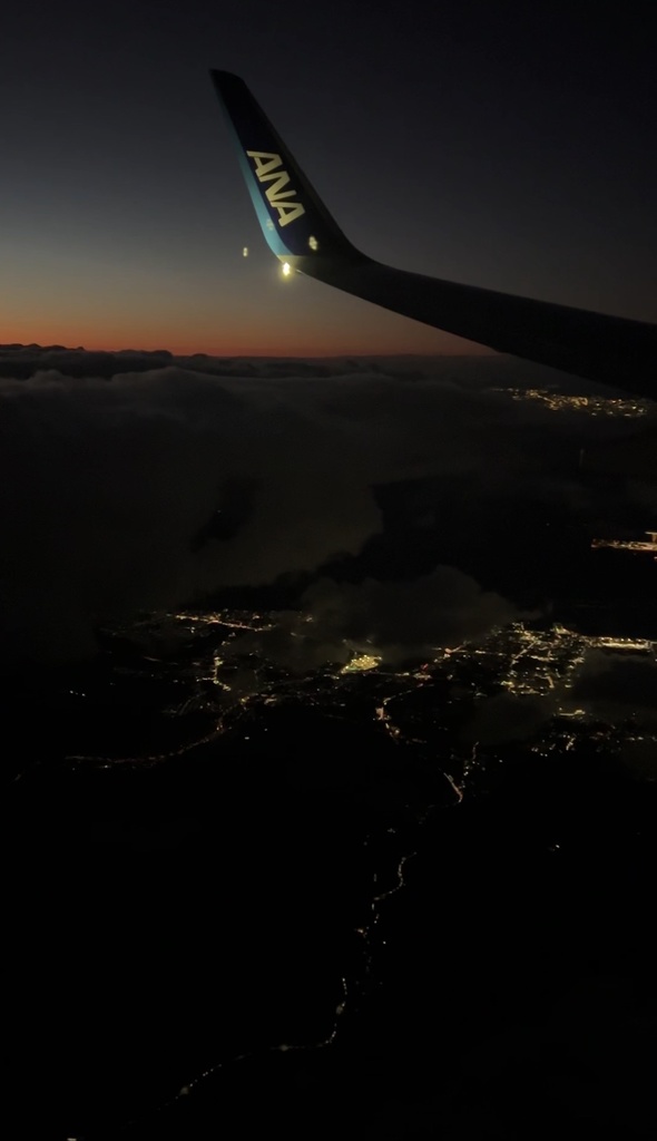 機窓からのマジックアワー風景